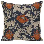 Anemone Blue Rust Belgian Cushion Cover - 16 in. x 16 in. Cotton/Viscose/Polyester by William Morris