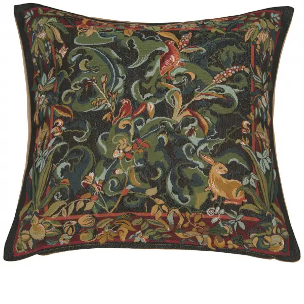 Animals With Aristoloches Green Cushion - 19 in. x 19 in. Cotton by Charlotte Home Furnishings