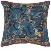 Animals with Aristoloches Blue Decorative Tapestry Pillow