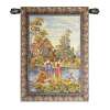 Washing by the Lake Small Vertical Italian Tapestry Wall Art Hanging 34x22 inch