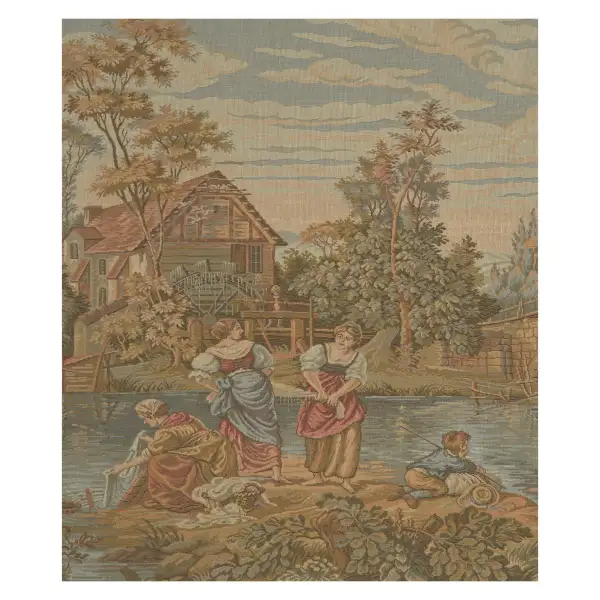 Washing by the Lake Small without Border Italian Wall Tapestry