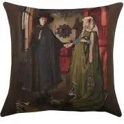 Arnolfini Belgian Cushion Cover - 18 in. x 18 in. Cotton/Viscose/Polyester by Jan and Hubert van Eyck