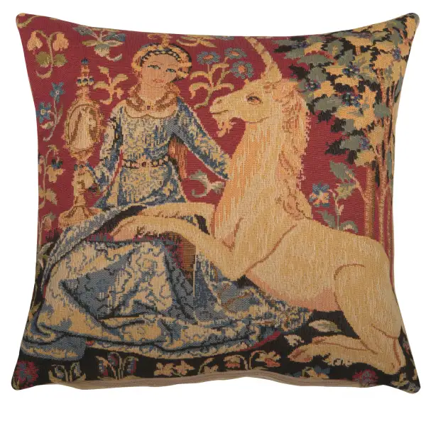 Medieval View Small Belgian Cushion Cover - 14 in. x 14 in. Cotton/Viscose/Polyester by Charlotte Home Furnishings