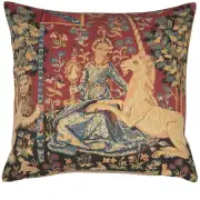 Medieval View Large Belgian Cushion Cover - 18 in. x 18 in. Cotton/Viscose/Polyester by Charlotte Home Furnishings
