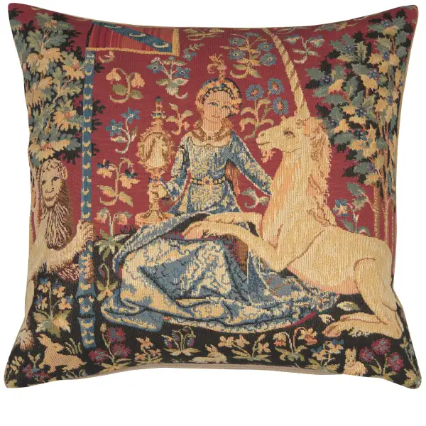 Medieval View Large Belgian Cushion Cover - 18 in. x 18 in. Cotton/Viscose/Polyester by Charlotte Home Furnishings