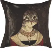 Cat With Hat B Belgian Cushion Cover - 18 in. x 18 in. Cotton by Charlotte Home Furnishings