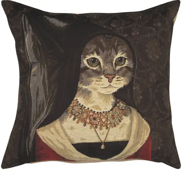 Cat With Hat B Belgian Cushion Cover - 18 in. x 18 in. Cotton by Charlotte Home Furnishings