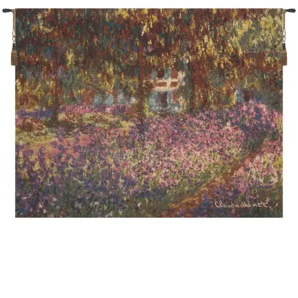 Monet Ali Iris Garden Belgian Tapestry Wall Hanging - 29 in. x 27 in. cotton/wool/viscose by Claude Monet