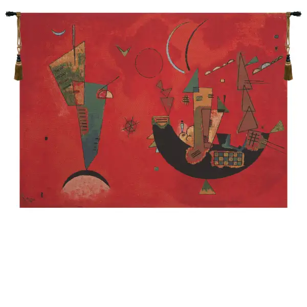 Mit Und Gegen By Kandinsky Belgian Tapestry Wall Hanging - 28 in. x 20 in. Cotton/Viscose/Polyester by Kandinsky