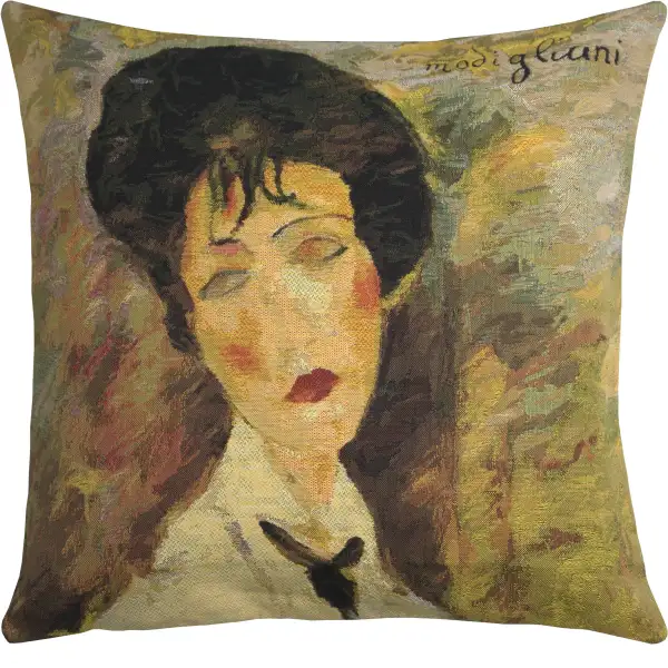 Woman With a Black Tie II Belgian Sofa Pillow Cover