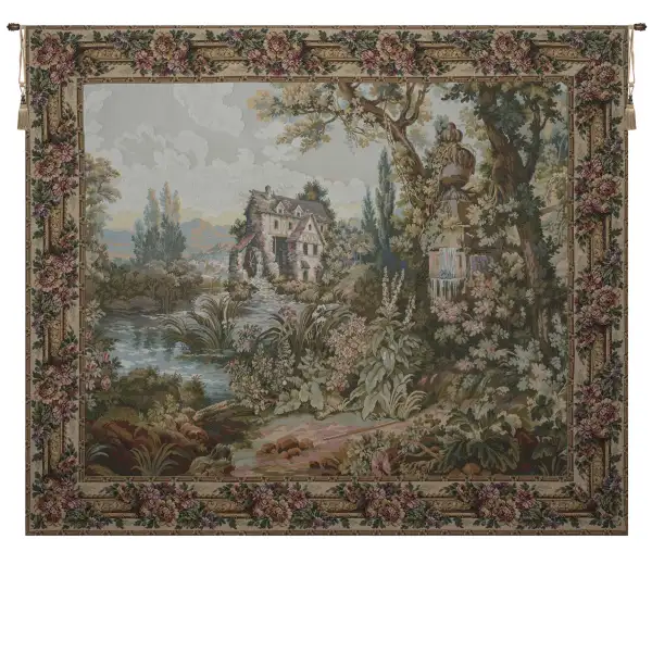 Old Mill Gold with Trellis Border Wall Tapestry