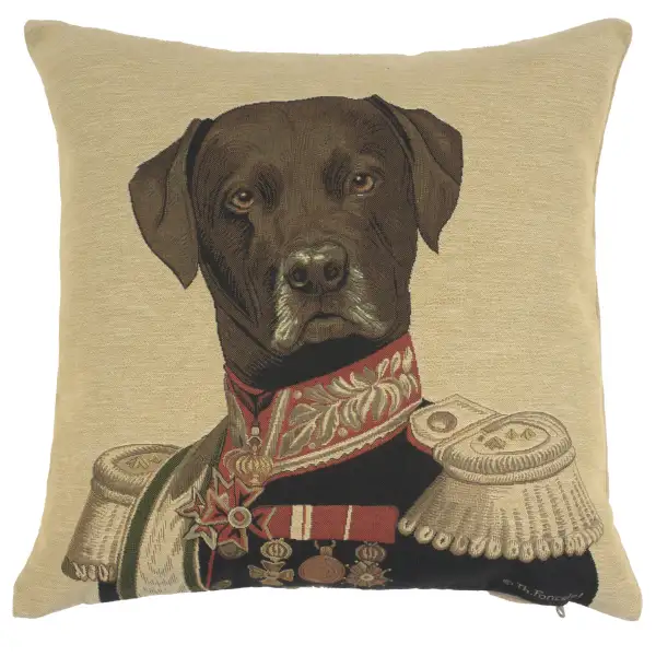 Baron Labrador Black Belgian Cushion Cover - 18 in. x 18 in. Cotton by Thierry Poncelet
