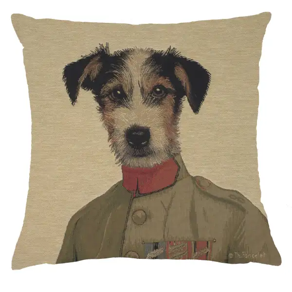 Percival Terrier Green Belgian Cushion Cover - 18 in. x 18 in. Cotton by Thierry Poncelet