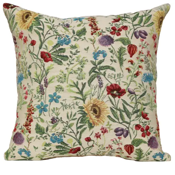 Fleurs Des Champs Belgian Cushion Cover - 18 in. x 18 in. Cotton by Charlotte Home Furnishings