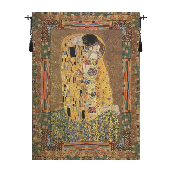 The Kiss with Border Belgian Tapestry Wall Hanging