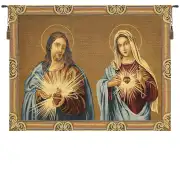 Sacro Cuore Gesu E Maria Italian Tapestry Wall Hanging