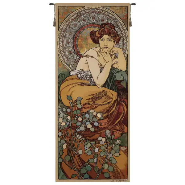 Mucha Topaze Belgian Tapestry Wall Hanging - 18 in. x 44 in. Cotton/Polyester by Alphonse Mucha