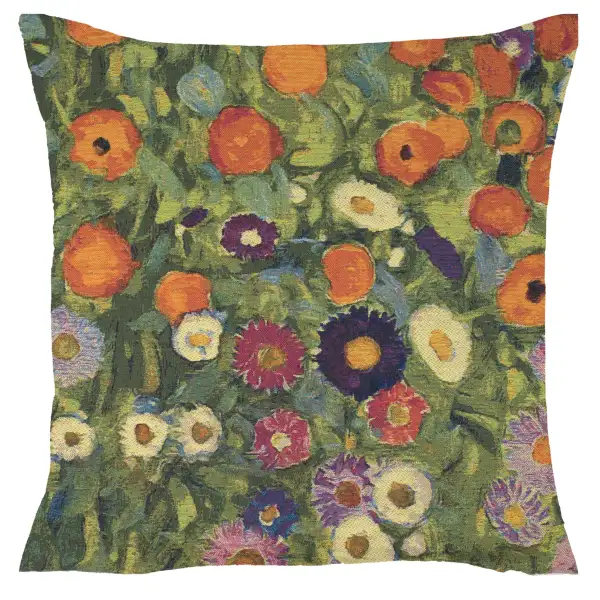 Flower Garden III Klimt Belgian Cushion Cover - 18 in. x 18 in. cotton/wool/viscose by Gustav Klimt