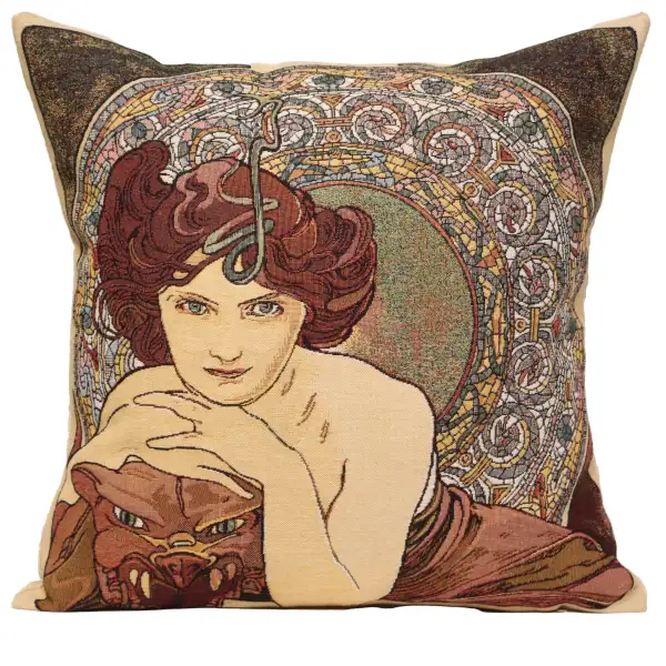 Mucha Emeraude I European Cushion Cover