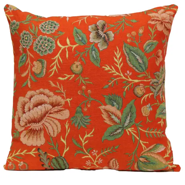 Peony Orange A French Couch Cushion