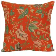 Peony Orange B French Tapestry Cushion