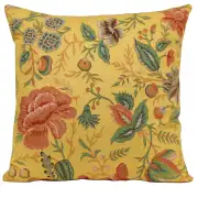 Peony Yellow A Decorative Tapestry Pillow