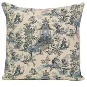 The Chinese on a Wheelbarrow Kiosk Blue Decorative Tapestry Pillow