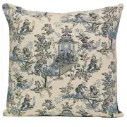 The Chinese on a Wheelbarrow Kiosk Blue French Couch Cushion