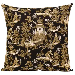 The Chinese on a Wheelbarrow Kiosk Black French Couch Cushion