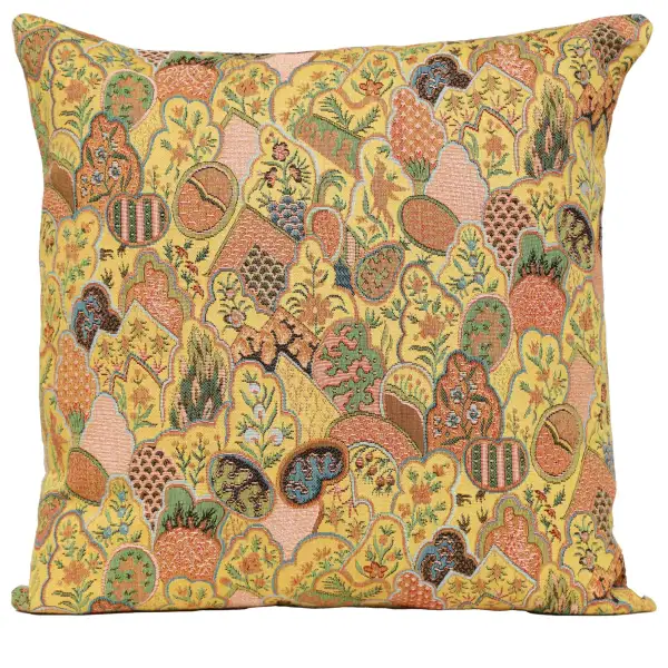 Mosaique Chinoise Yellow French Couch Cushion