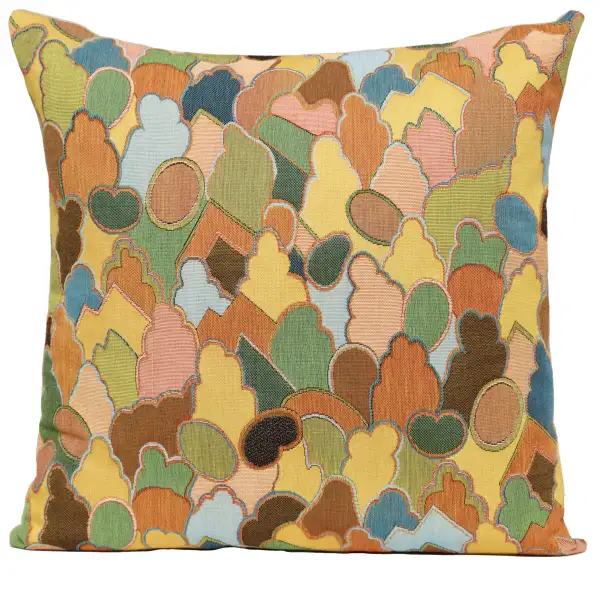 Mosaique Chinoise Footprint Yellow French Tapestry Cushion