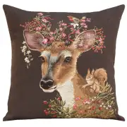 Forest Deer Brown Belgian Cushion Cover