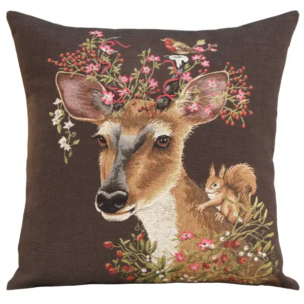 Forest Deer Brown European Cushion Cover