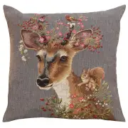 Forest Deer Grey European Cushion Cover