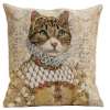 Grey Cat Sisi Tapestry Pillow Cover: Belgian Woven Cotton, 18x18 Inch