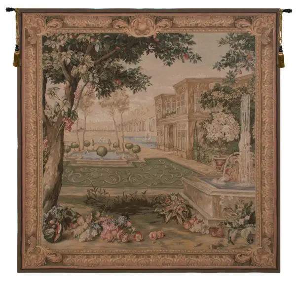 Verdure Fontaine Carree French Wall Tapestry - 58 in. x 58 in. Cotton/Viscose/Polyester by Charlotte Home Furnishings