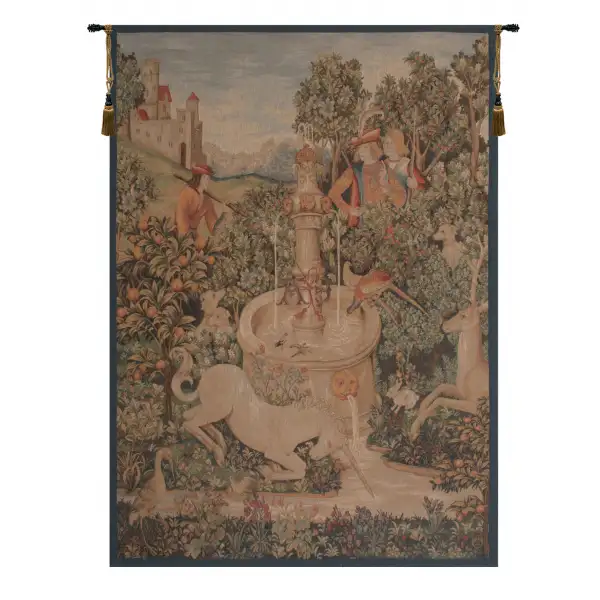 Licorne A La Fontaine I French Wall Tapestry - 43 in. x 58 in. Cotton/Viscose/Polyester by Charlotte Home Furnishings