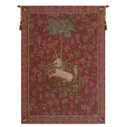 Licorne Captive Rouge French Tapestry Wall Hanging