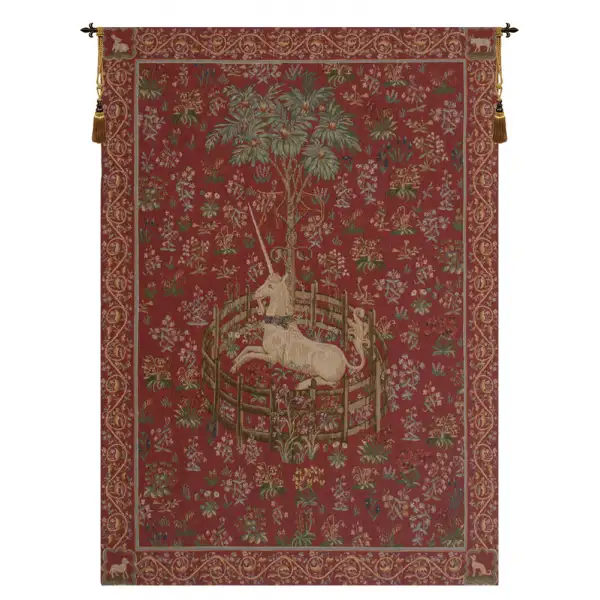 Licorne Captive Rouge French Wall Tapestry - 44 in. x 58 in. Wool/cotton/others by Charlotte Home Furnishings