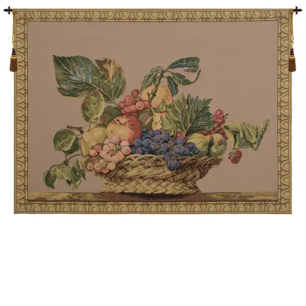 Fruit Basket Beige Belgian Tapestry Wall Hanging - 51 in. x 38 in. Cotton by Charlotte Home Furnishings