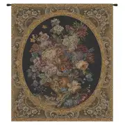 Floral Composition in Vase Dark Green Italian Wall Hanging Tapestry