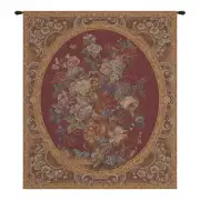 Floral Composition in Vase Burgundy Italian Wall Tapestry