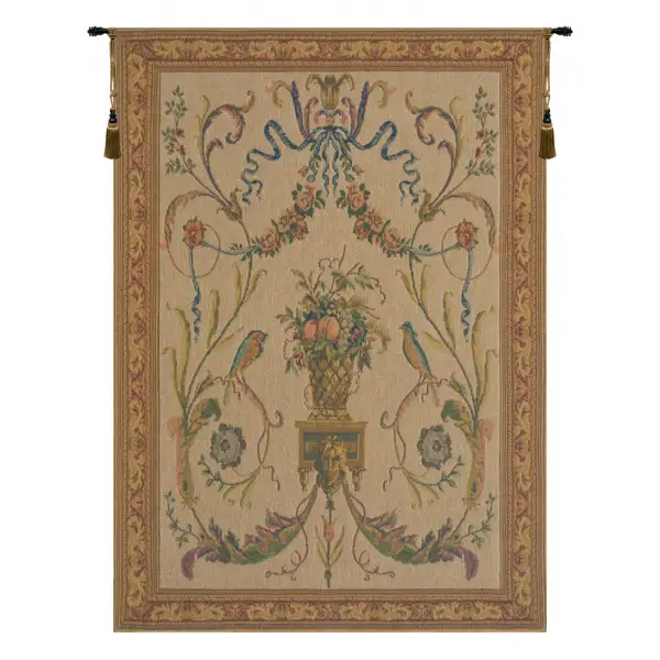 Birds Beige Belgian Tapestry Wall Hanging - 22 in. x 32 in. Cotton/Viscose/Polyester by Charlotte Home Furnishings