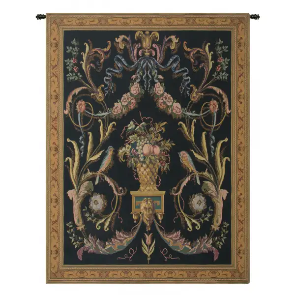 Birds Black Belgian Tapestry Wall Hanging - 46 in. x 62 in. Cotton/Viscose/Polyester by Charlotte Home Furnishings