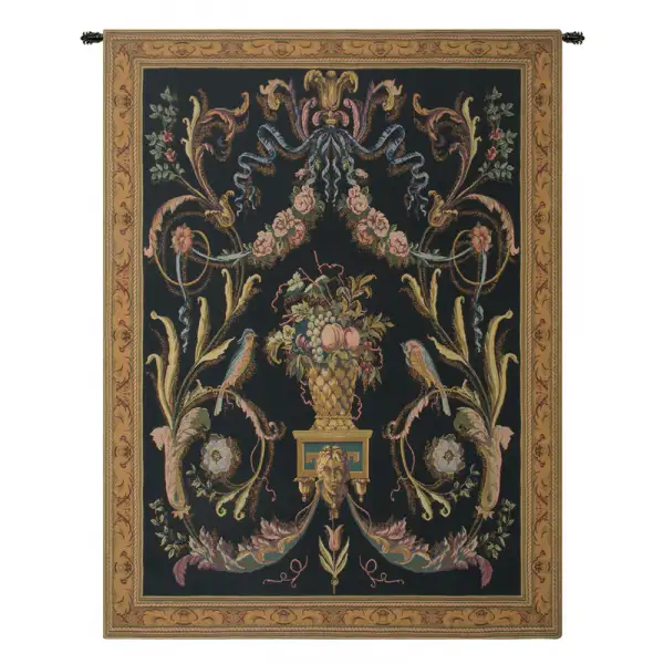 Birds Black Belgian Wall Tapestry