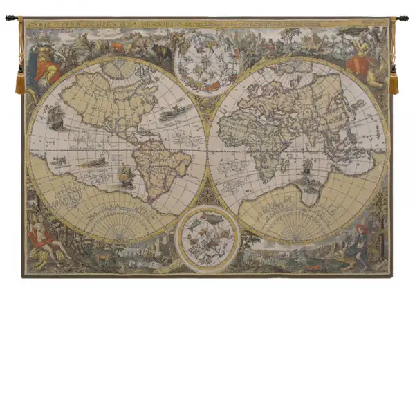 Orbis Terrae Belgian Tapestry Wall Hanging - 56 in. x 38 in. CottonWool by Jan Baptist Vrients