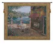 Terrasse Belgian Tapestry Wall Hanging - 77 in. x 63 in. Cotton/Viscose/Polyester by Robert Pejman