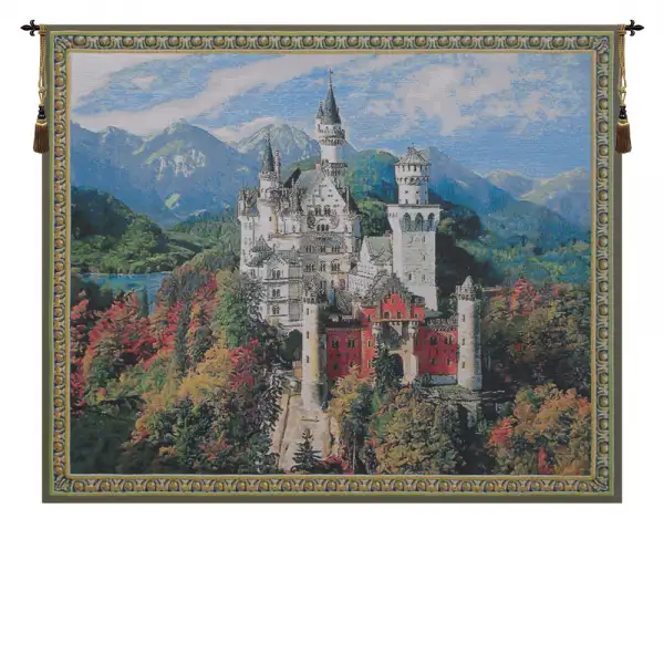 Neuschwanstein Castle Bright Belgian Tapestry Wall Hanging - 37 in. x 30 in. Cotton/Viscose/Polyester by Charlotte Home Furnishings