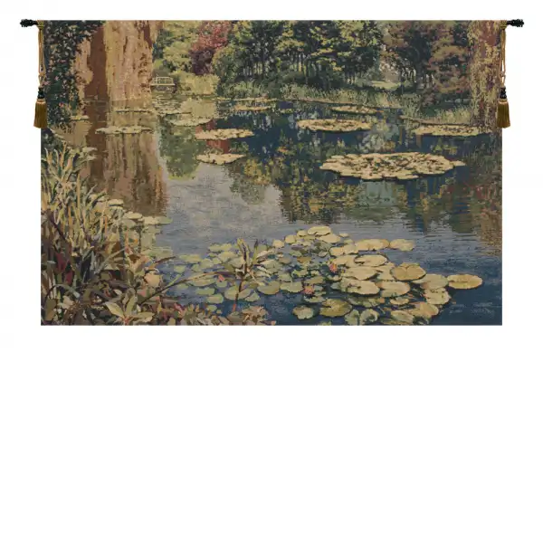 Lake Giverny Without Border Belgian Tapestry Wall Hanging - 39 in. x 30 in. Cotton/Viscose/Polyester by Claude Monet