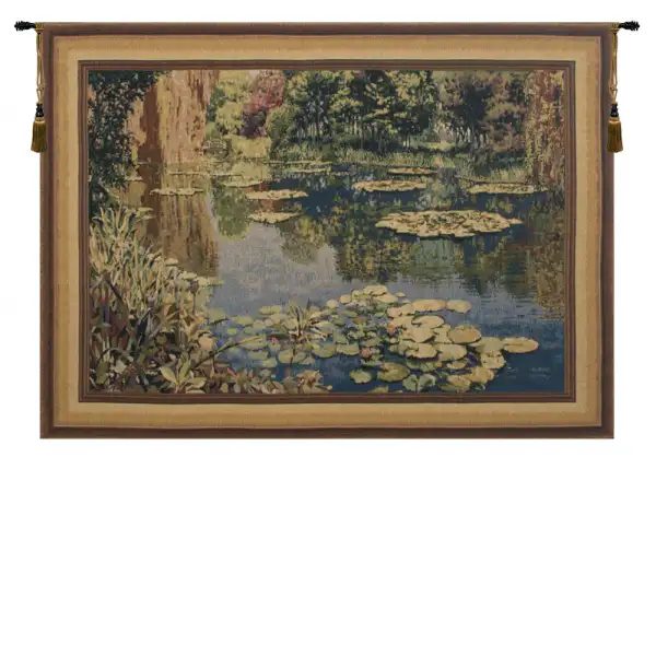 Lake Giverny With Border Belgian Wall Tapestry